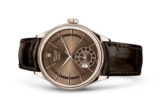 Rolex Replica Cellini Dual Time 50525 Watches With Brown Leather Straps For Hot Sale