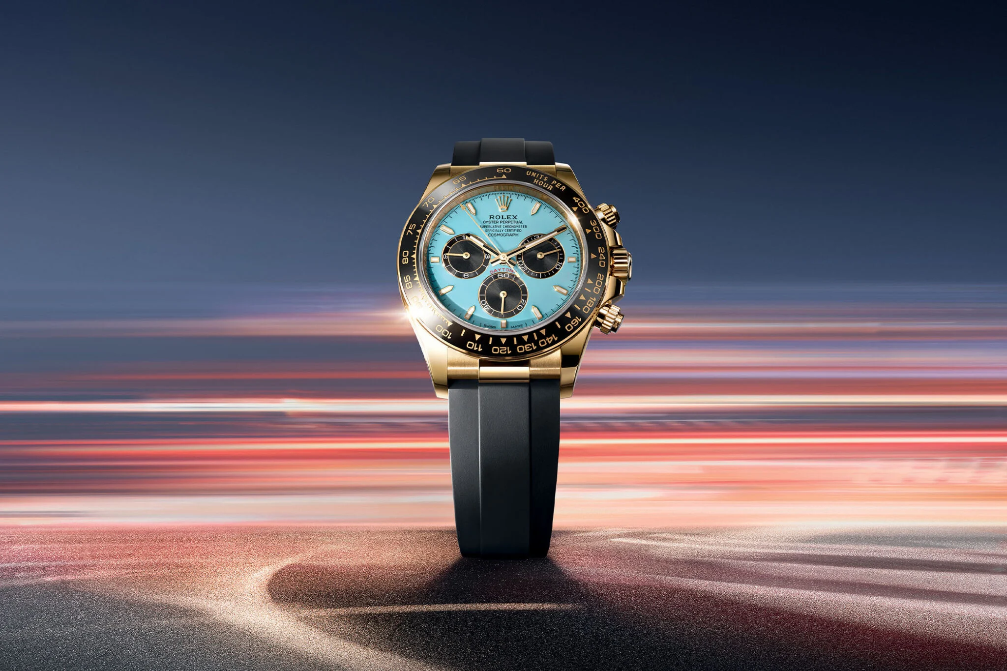 The High Quality Replica Rolex Daytona Yellow Gold with Turquoise Blue Lacquer Dial 126518LN