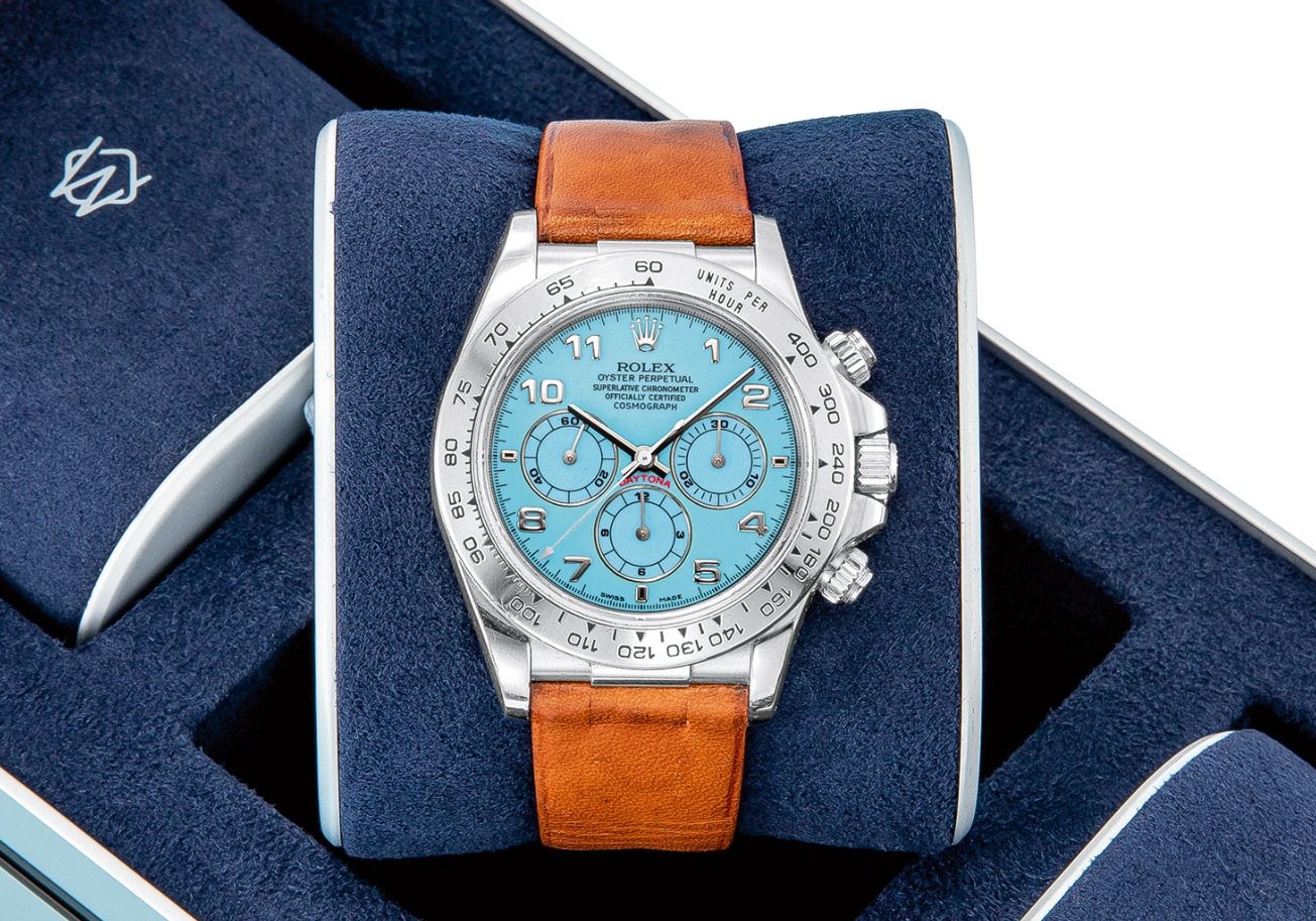 Auction Watch: Swiss Replica Rolex “Zenith” Daytona Watches UK in Platinum and Turquoise Sells for US$3.14m